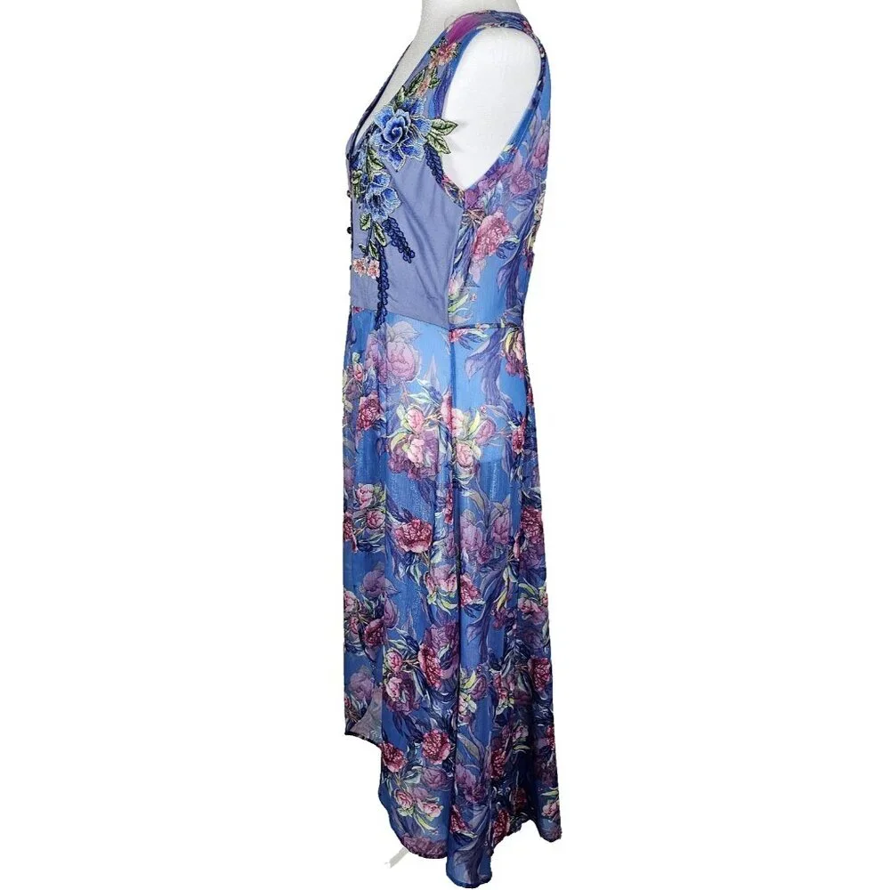 Aratta Silent Journey Small Floral Embroidered Maxi Dress Boho Chic Flowy READ - Picture 6 of 10